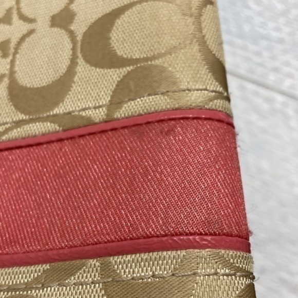 Coach cream pink wristlet clutch bag
